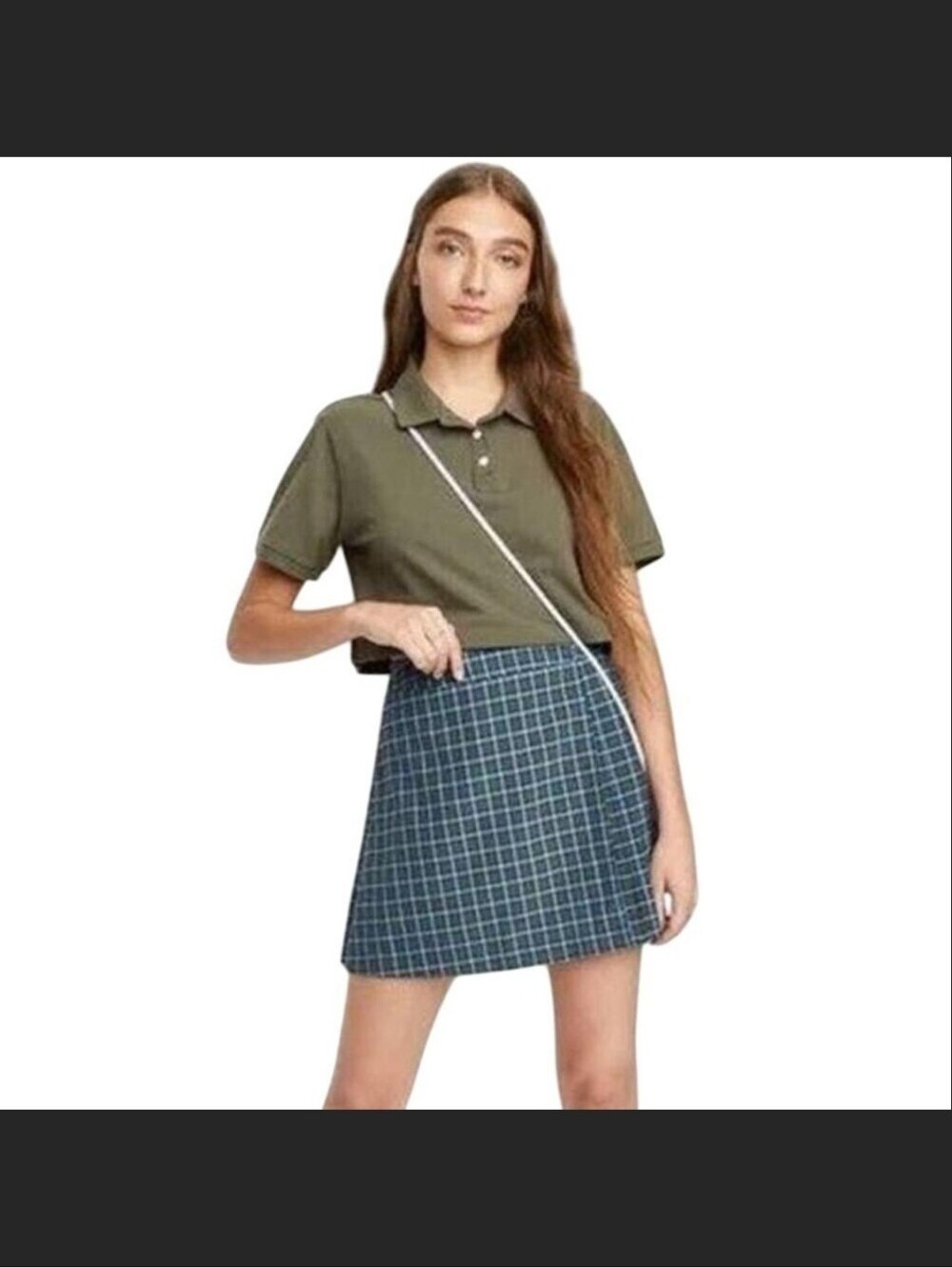 Wild Fable Plaid Wrap Skirt Blue Gray Black L NWT